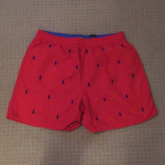 red polo swim trunks